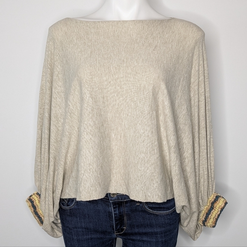 Zaket & Plover cream linen blend batwing lightweight sweater XS/S